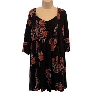 NWT Torrid Women's Floral Dress Super Soft Plush Plus Size 2X Black Babydoll